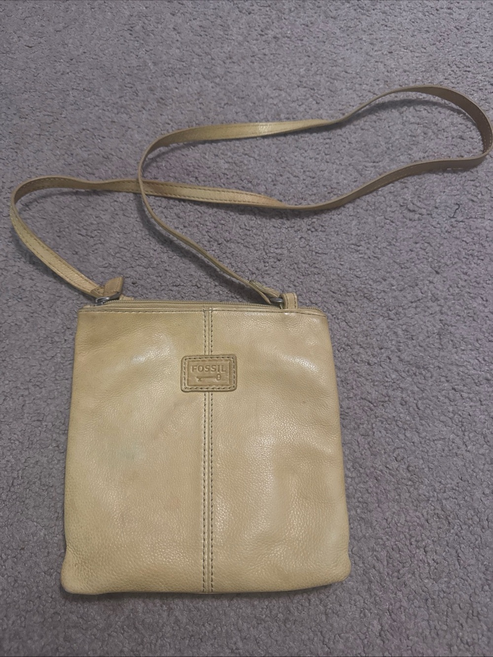 Fossil Yellow Leather Crossbody Bag